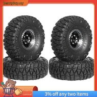 [In Stock]4Pcs 60mm 1.0In Metal Beadlock Wheel Tire Set for 1/18 1/24 RC Crawler Car TRX4M SCX24 AX2