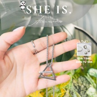 Unisex style 925 sterling silver women's necklace, super cool 3D triangle face | October 20th gift f