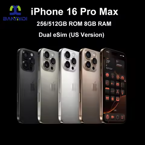 Unlocked iPhone 16 Pro Max Dual eSIM Cellphone 256GB/512GB ROM 8GB RAM iOS 18 Super Retina XDR OLED