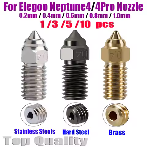 For ELEGOO Neptune 4 Nozzle Brass Stainles Steel Hardened High Speed Nozzles For Elegoo Neptune 4 Pr