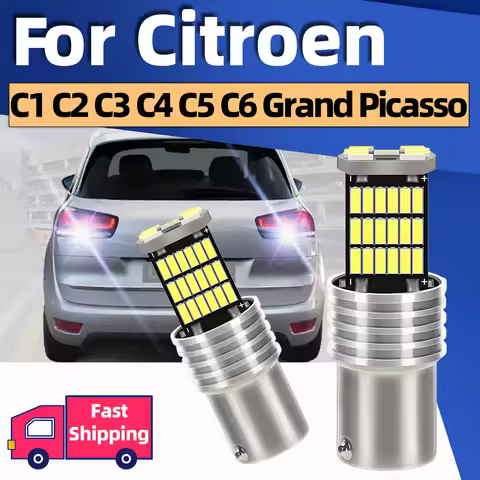 2Pcs LED Reverse Lights Backup Lamps P21W BA15S 1156 For Citroen C1 C2 C3 C4 C5 C6 Grand Picasso Jum