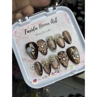 Press on nails Mahogany cat eye Press on nails by Farida fake nails press on nails