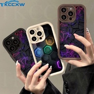 Trendy Cool Honeycomb Square Creative Montage Shockproof Case Compatible For OPPO Reno 11F 5 5F 10 11 Pro A12 A12e A7 AX7 A5S AX5S AX5 A3S Cute Angel Eyes Soft Cover