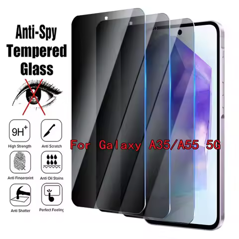 2Pcs 9H Anti Spy Screen Protector For Samsung Galaxy A35/A55 5G Privacy Tempered Glass