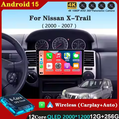 Android 15 Carplay Auto For Nissan X-Trail X Trail X - Trail 1 T30 2000 - 2007 Car Radio Multimedia 