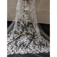 1 Yards 130CM Width Fashion Dress Top Quality Off White Gorgeous Embroidered French Lace Fabric 3D B