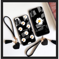 For OPPO R19 R17 R15 Pro R11 R9 Plus Case 【One Case One Strap】 Peaceminusone x Fragment Daisy flower Hard Tempered glass Cover For oppo r15x  r9s r11s plus Protection Phone Casing