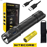 NITECORE ไฟฉายแบบชาร์จไฟได้ MH12 Pro USB-C ชาร์จซ้ำได้กะทัดรัด UHi 40ไฟฉาย LED 3300โคมไฟลูเมนไฟฉายภา