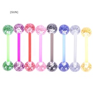 [SUN] 8PCS/Set Colorful Glitters Acrylic Barbell Ball Tongue Rings Piercing Jewelry null