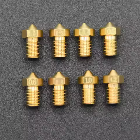 10PC V6 Brass Nozzle M6 Threaded Nozzle 0.2/0.3/0.4/0.5/0.6/0.8/1.0mm For V5 V6 Hotend 3D Printer Pa