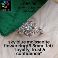 O&R RS sky blue moissanite flower ring(6.5mm-1ct)