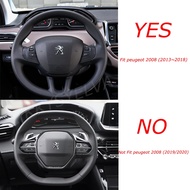 Car Steering Wheel Cover Carbon Fibre +Leather For Peugeot 208 2012~2018 Peugeot 308 2014~2021 2008 