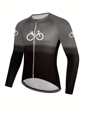 Cycling Jersey Long Sleeve Slim Fit Sun Protection Cycling Jersey Breathable Cycling Tops for Men