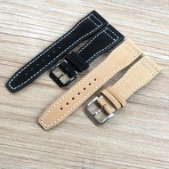 Time Strap Suitable for iwc Pilot Mark 18 Watch Strap iwc Matte Genuine Leather Portuguese Bracelet 22mm Natural Yellow Black Fashionable Chic Matching