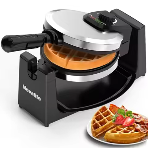 Waffle Maker Rotating Belgian Waffle Maker 180° Flip Waffle Iron Non-Stick Plate Adjustable Browning