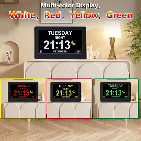 7 Inch Digital Calendar Multifunctional Clock with Date Display Automatic Dimming and Daylight Savin