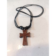 Cross Rope Necklace QTM064G (7362) - Cross Rope Necklace - Wooden Cross Necklace - Cross Necklace