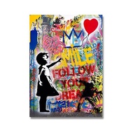 ภาพพิมพ์ผ้าใบ Banksy แรงบันดาลใจจากเด็กผู้หญิงกลุ่มลูกโป่งโปสเตอร์ฝันใหญ่ศิลปะบนถนนของแต่งบ้าน 0421