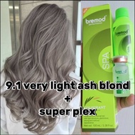 bundle 9.1 very light ash blond bremod hair color set with hydrox 6%9%12%+ super plex 10ml