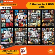 GTA 5 | GTA Voice City | San Andreas PC Game GTA V 8 in 1 Pendrive USB 64GB PC Game Plug Install and