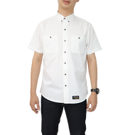 ฺBOVY SHIRT SLIM COTTOON -  เสื้อเชิ้ตแขนสั้นOXFORD SHIRTทรงสลิมคอปกเชิ้ตกระดุมเงาสี ดำ.ขาวขี้ม้าเลื