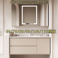 M-8/ Cream Style69/79/89/99/109/119Full-Size Ceramic Whole Washbin Bathroom Cabinet Folding Feng Shui Mirror Cabinet PFW