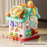 Montessori Activity Cube - 6-in-1 Multifunctional Busy House Toy for Infant Toddler, Fine Motor Skil