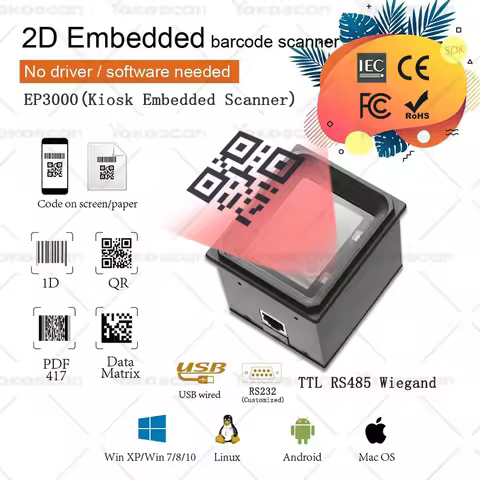 EP3000 2D QR 1D Barcode Scanner Module with Wiegand RS485 USB RS232 Interface Embedded Reader for Ki