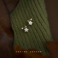 Mini Version~Zircon Small Flower 925 Silver Needle Plated 14K Sweet Simple Light Luxury Style Commut