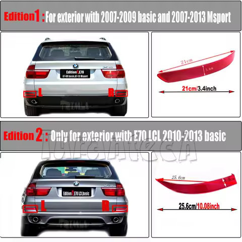 Rear Reflector For 07-13 BMW X5 E70 X5M 3.0d 3.0sd 3.0si 4.8i 30dX 35iX 40dX 40iX 50iX M50dX SAV Lef