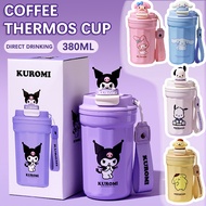 380ML Sanrio Thermos Bottle Kuromi Melody Coffee Cup 304 Stainless Steel Vacuum Cup Keep Cold Water 