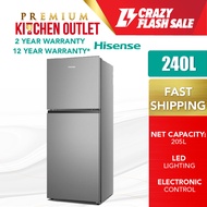 【OWN TRUCK DELIVERY】Hisense 240L 2 Door Non-Inverter Refrigerator RT266N4CGN | Klang Valley Only | Fridge | Peti Sejuk | Peti Ais