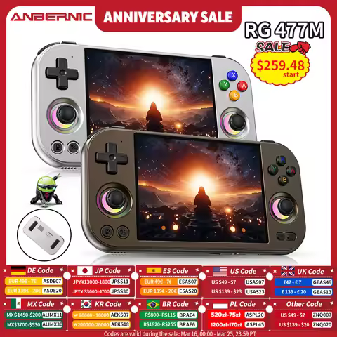 ANBERNIC RG 477M Retro Handheld Game Console Android 3D Hall Joystick Video Games Player Supports WI