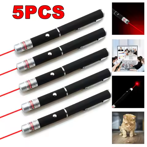 650nm Red Laser Pointer Pen Light Visible Single Beam AAA Lazer Torch 5PCS 9900 Miles Mini Small Tea