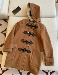 🍭Burberry 博柏利  純色雙排扣直筒經典連帽牛角扣中長款大衣 女款 棕色