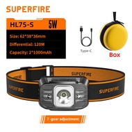 SuperFire rechargeable led headlamp Portable headlight head flashlight HL75-X Type-C Fishing Inducti