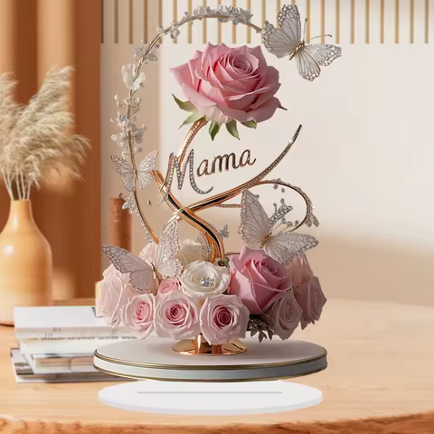 2D Flat Rose Acrylic Ornament Rose Gift Pendant Birthday Gift Mother's Day Anniversary Decoration Ta