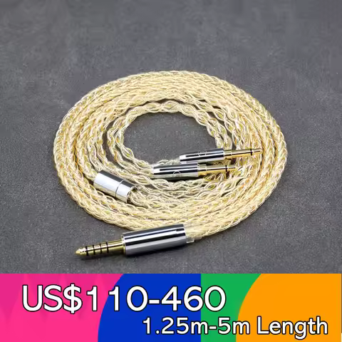 8 Core 99% 7n Pure Silver 24k Gold Plated Earphone Cable For Denon AH-D7200 AH-D5200 AH-D9200 AH-D60