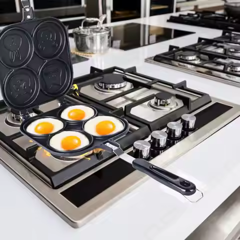 Egg Frying Pan 4 Cup Double-sided Pancake Animal Molds For Kids Pancake Pan Nonstick Egg Pan Omelett