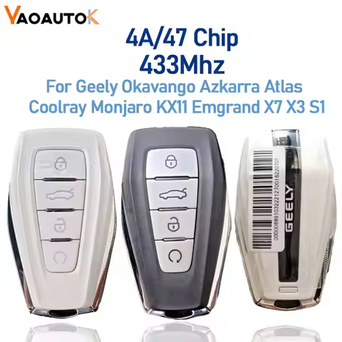 Smart Remote Key Original Car Keyless 433Mhz 4A/47 Chip For Geely Okavango Azkarra Atlas Coolray Mon