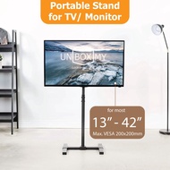 Portable Solid Mobile TV Monitor Stand Max VESA 200x200mm Tilt Height Adjustable Digital Signage Floor Stand 27 32 inch