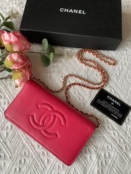 【Vintage】Chanel Timeless Long Wallet CC logo + DIY WOC Chain 香奈兒經典CC紫紅色羊皮長銀包+DIY 長鏈