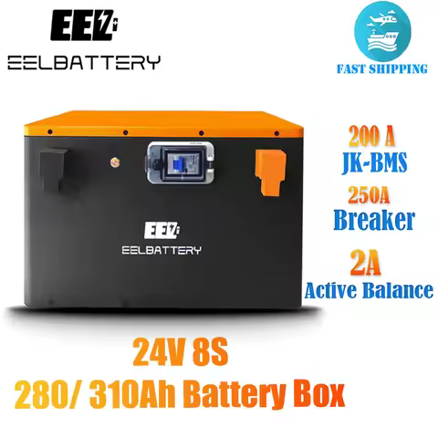EEL 24V Battery Box kit suit for 8s 3.2v 280Ah 320Ah LiFePO4 cell built in JK 200A BMS with 2A Activ