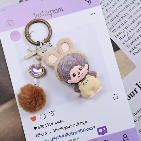 Cartoon Plush Monchhichi Keychain Pendant Cute Plush Monkey Pendant Phone Chain Decoration Monchhich