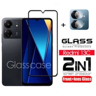 2 in 1 Screen Protector Tempered Glass Film For Redmi 13C 12C 10C Redmi13C 13 C 2023 Full Cover Fron