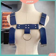 PTM Adjustable Back Belt Women Body Harness Adjustable Faux Leather Body Harness with Rivet Decor for Men Gay Clothing Rave Chest Strap
