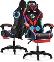 Gaming Chair with Speakers and LED Lights Ergonomic Computer Chair with Massage and Footrest Reclini