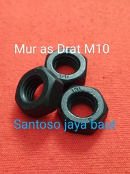 Mur As drat M10 Mur Baja Hitam 8.8 pith 1.50 (drat kasar) harga 1pcs