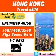 [Hong Kong eSIM] [1-7 Days] High Speed Unlimited Data 4G Travel Prepaid eSIM Roaming Data 香港 无限流量卡上网