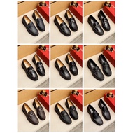 Shoes S1F1H texture black color leather loafer men shoes kasut lelaki